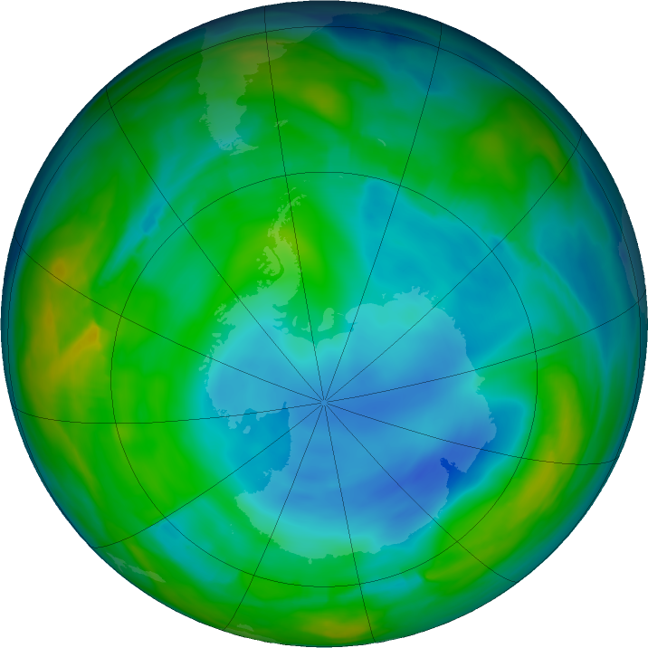 Antarctic ozone map for 12 June 2018